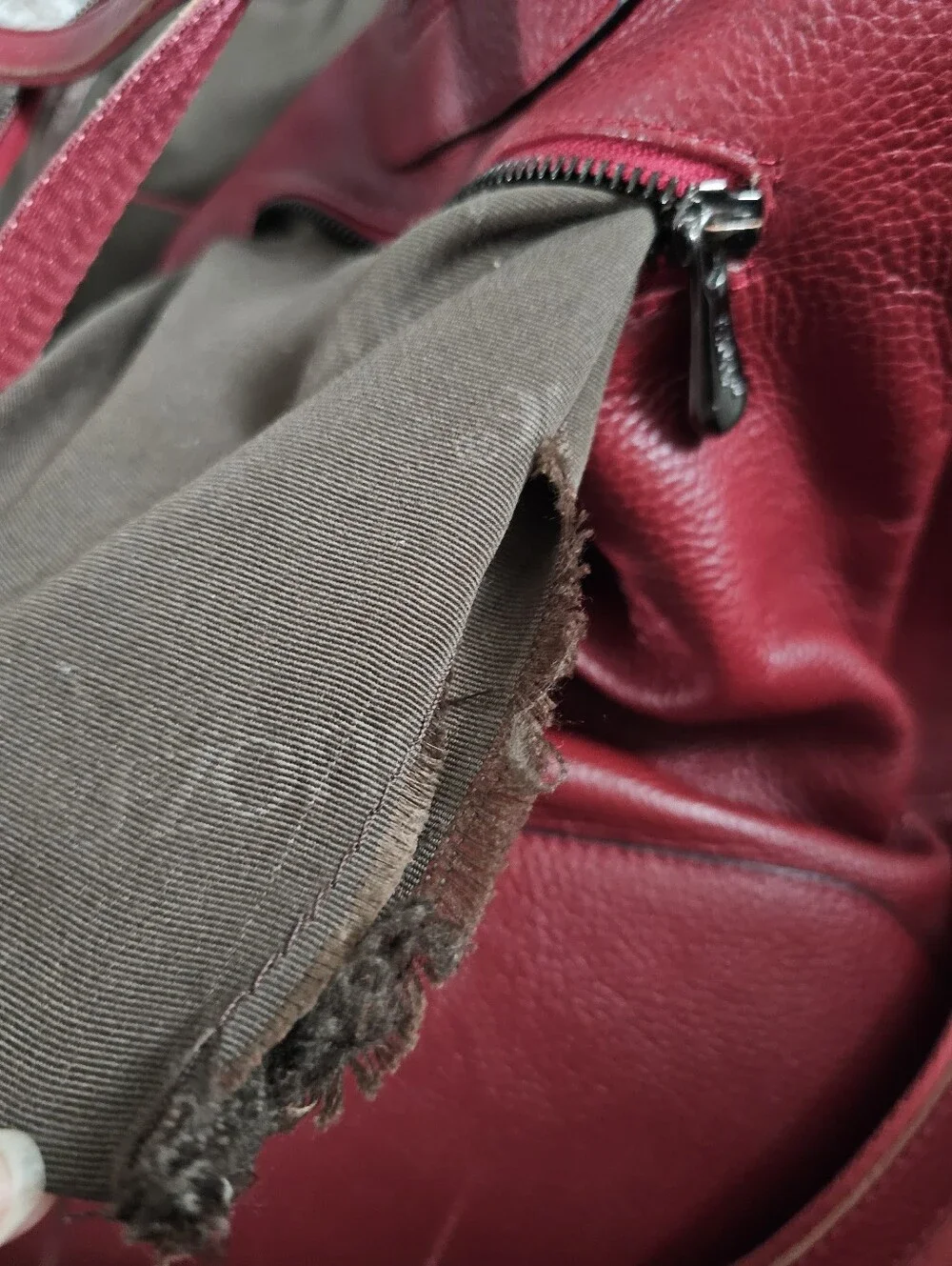 Dark Red Pebbled Cowhide Leather Backpack